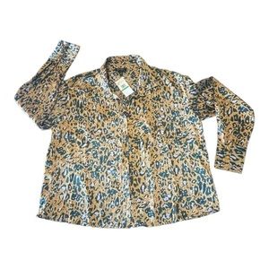 Jessica Simpson CATAY SPICE - SPECKLED CHEETA BODIE Button Down Large NWT